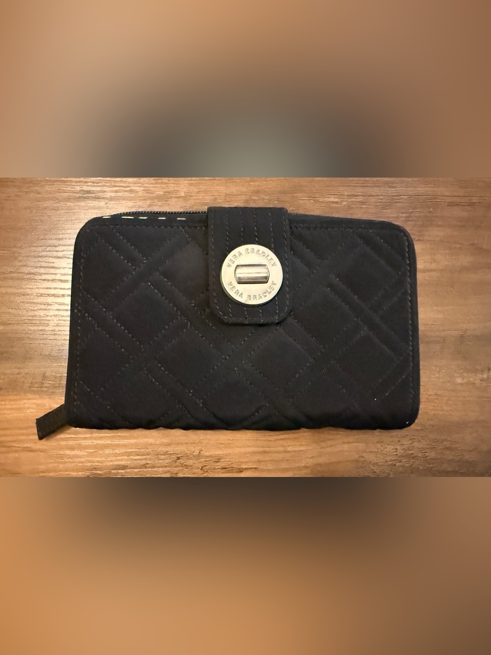 Retired Vera Bradley Black Quilted Turn Key Wallet - EXCELLENT CONDITION!